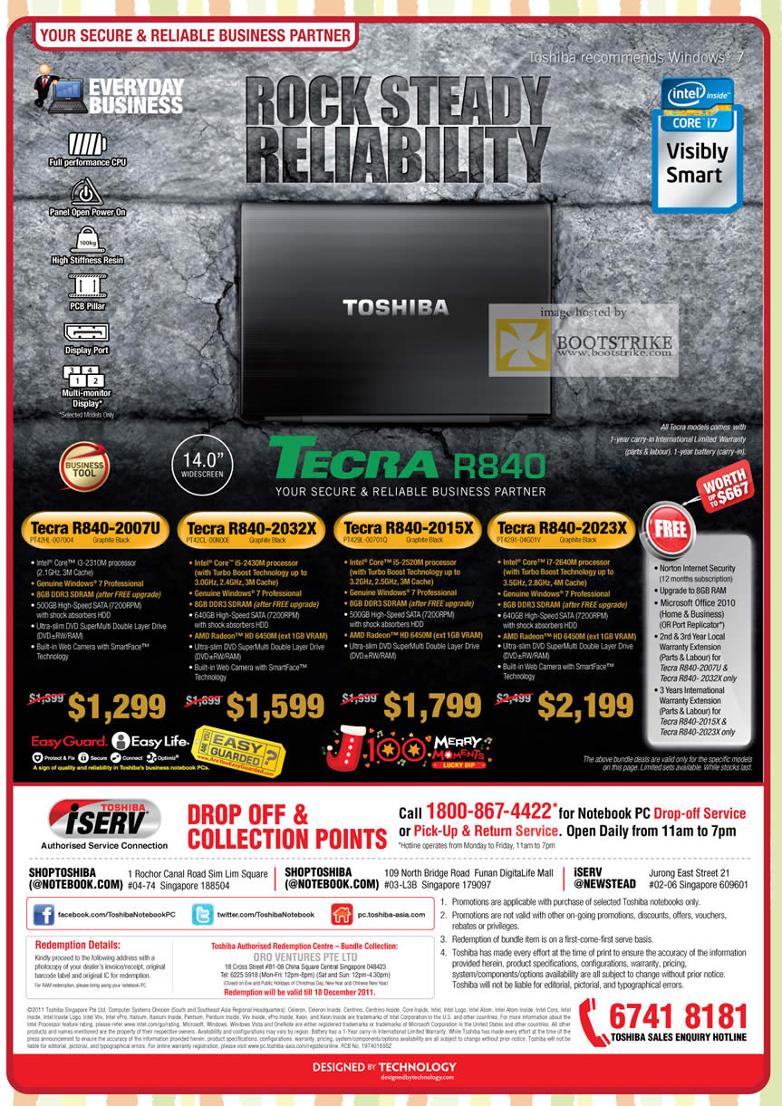 SITEX 2011 price list image brochure of Toshiba Notebooks Tecra R840 2007U PT42HL-007004, R840 PT42CL-00N00E, 2015X PT429L-00701Q, 2023X PT4291-04G01V