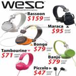 Orange WeSC Headphones Bassoon, Maraca, Bongo, Tambourine, Banjo, Piccolo