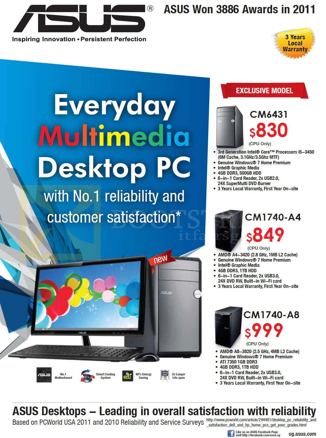 SITEX 2012 price list image brochure of ASUS Desktop PC CM6431, CM1740-A4, CM1740-A8