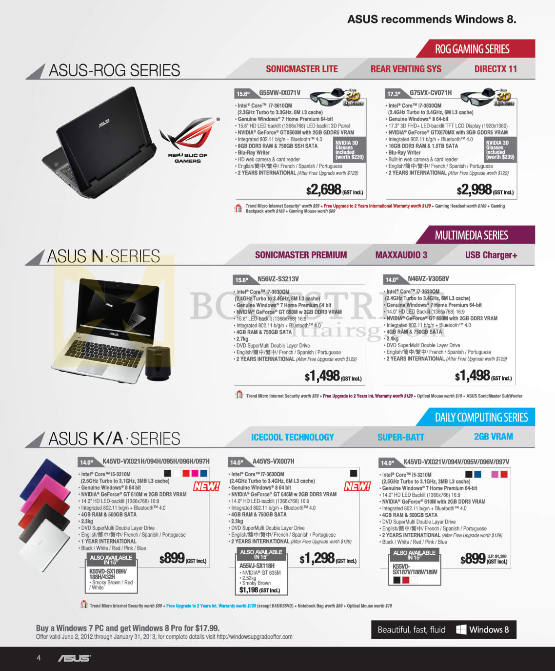 SITEX 2012 price list image brochure of ASUS Notebooks ROG SERIES G55VW-IX071V, G75VX-CV071H, N N56VZ-S3213V, N46VZ-V3058V, K K45VD-VX021H, A45VS-VX007H, K45VD-VX021V
