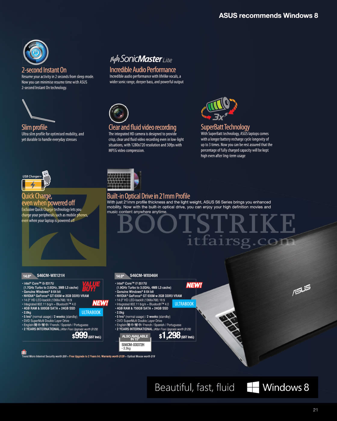 SITEX 2012 price list image brochure of ASUS Notebooks S Series S46CM-WX121H, S46CM-WX046H