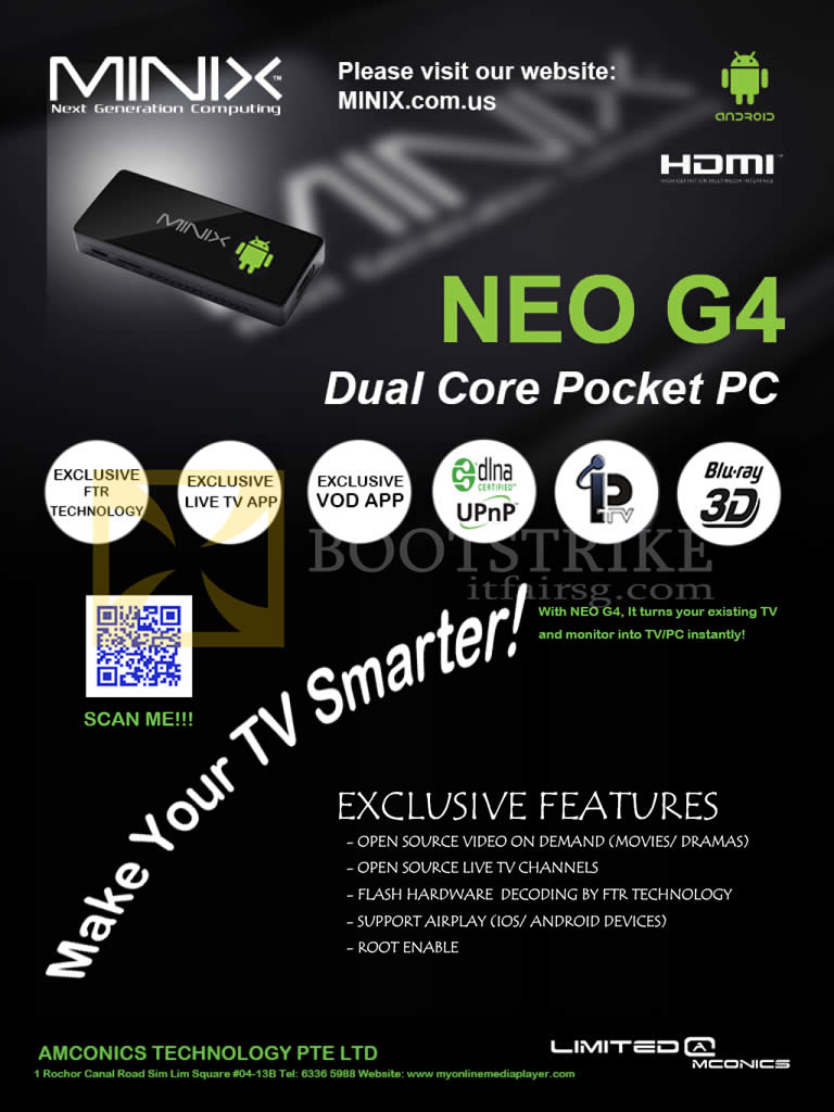 SITEX 2012 price list image brochure of Amconics MiniX Neo G4 Android Dual Core Pocket PC Mini Desktop PC