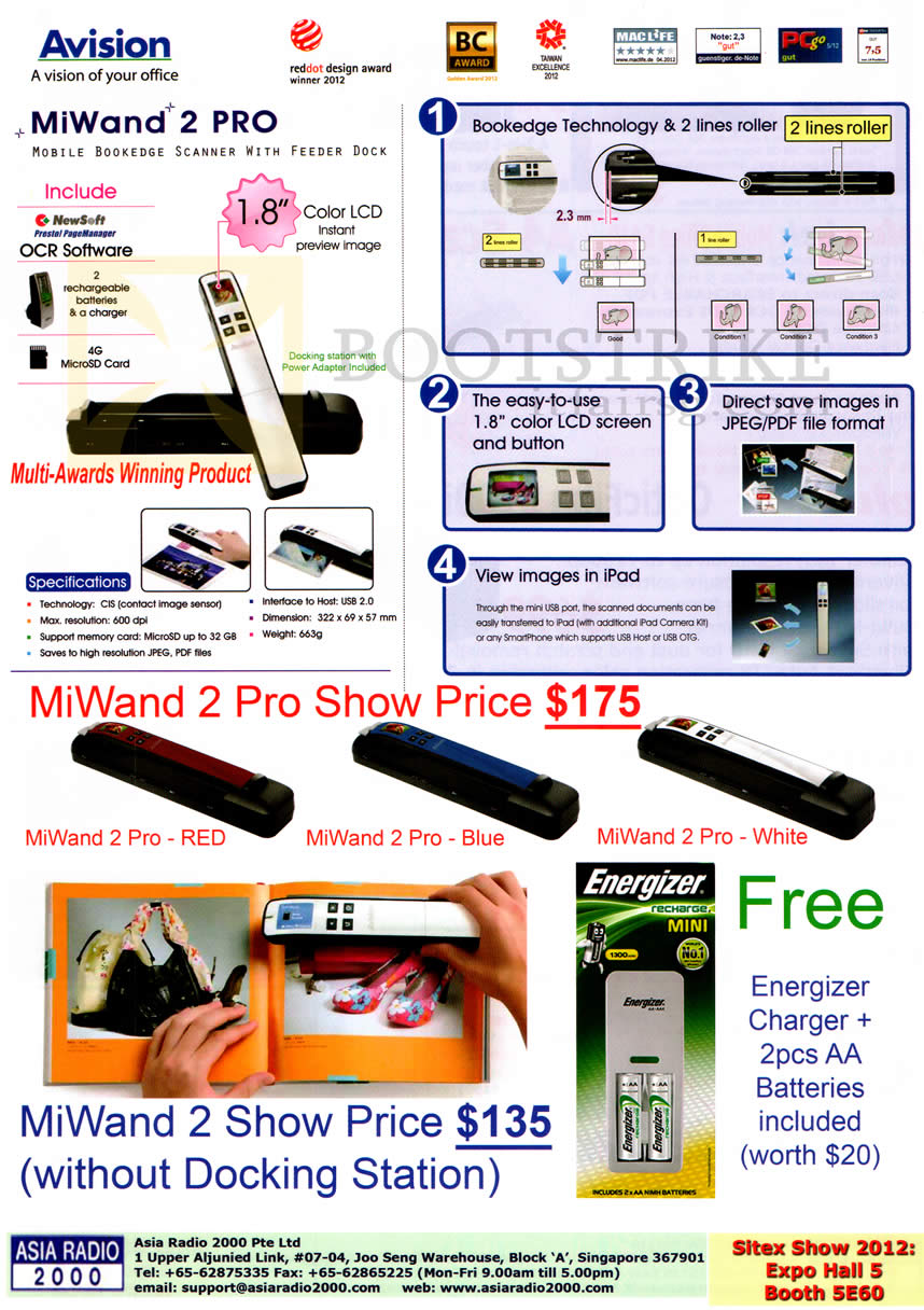 SITEX 2012 price list image brochure of Asia Radio MiWand 2 Pro Bookedge Scanner