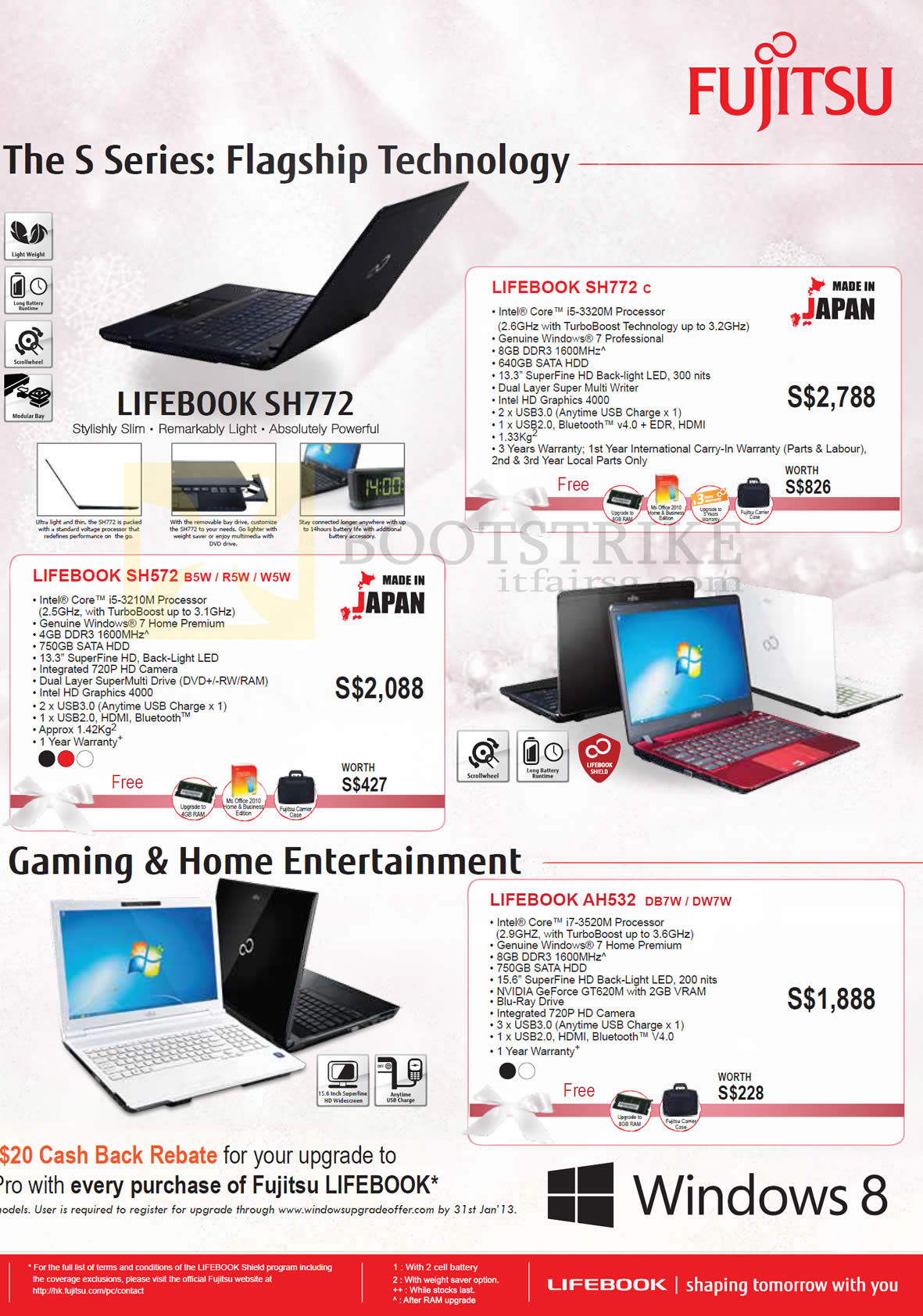 SITEX 2012 price list image brochure of Asiapac Fujitsu Notebooks Lifebook SH772 C, SH572 B5W R5W W5W, AH532 DB7W DW7W