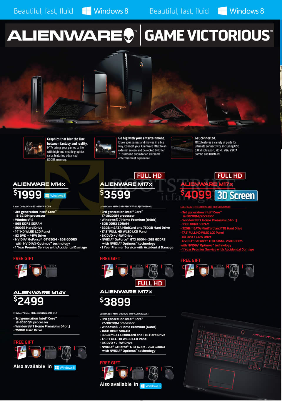 SITEX 2012 price list image brochure of Dell Notebooks Alienware M14X, M17X