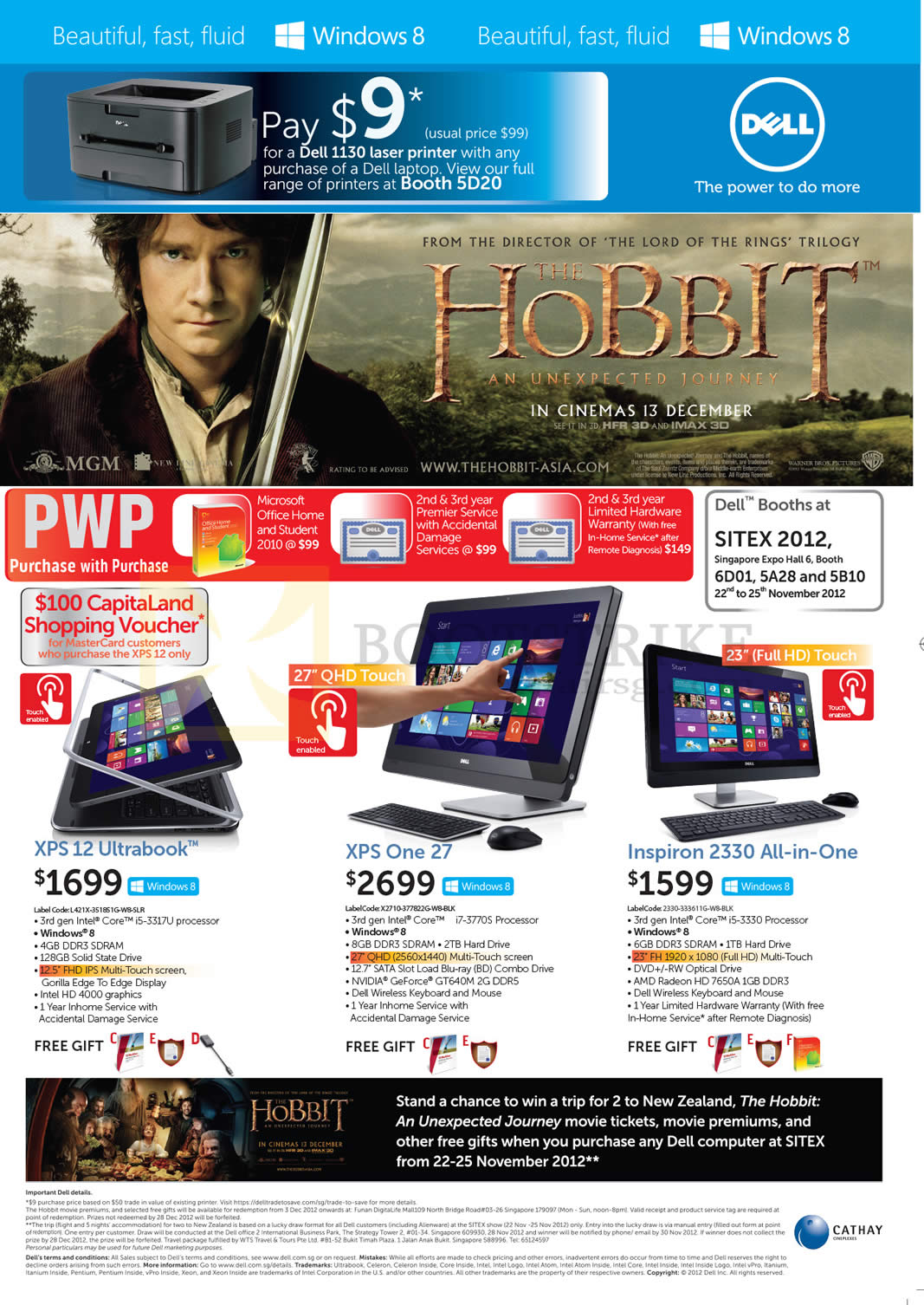 SITEX 2012 price list image brochure of Dell Notebooks XPS 12 Ultrabook Notebook, AIO Desktop PC XPS One 27, Inspiron 2330