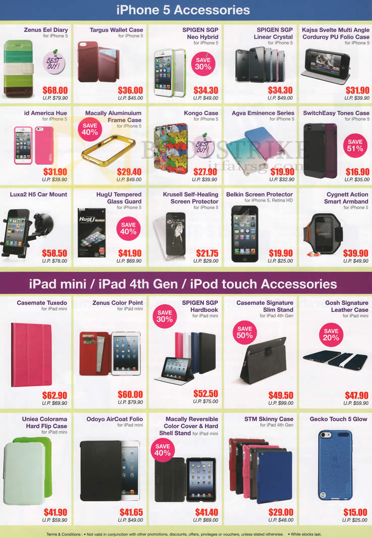 SITEX 2012 price list image brochure of EpiCentre IPhone 5 Accessories Zenus, Spigen, Kongo Case, Screen Protector, Belkin, IPad Mini, IPod, Gosh, Uniea, STM, Gecko