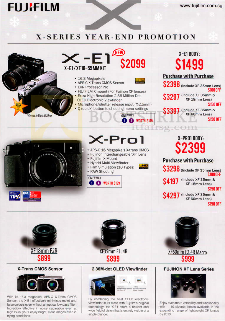 SITEX 2012 price list image brochure of Fujifilm Digital Cameras X-E1, X-Pro1