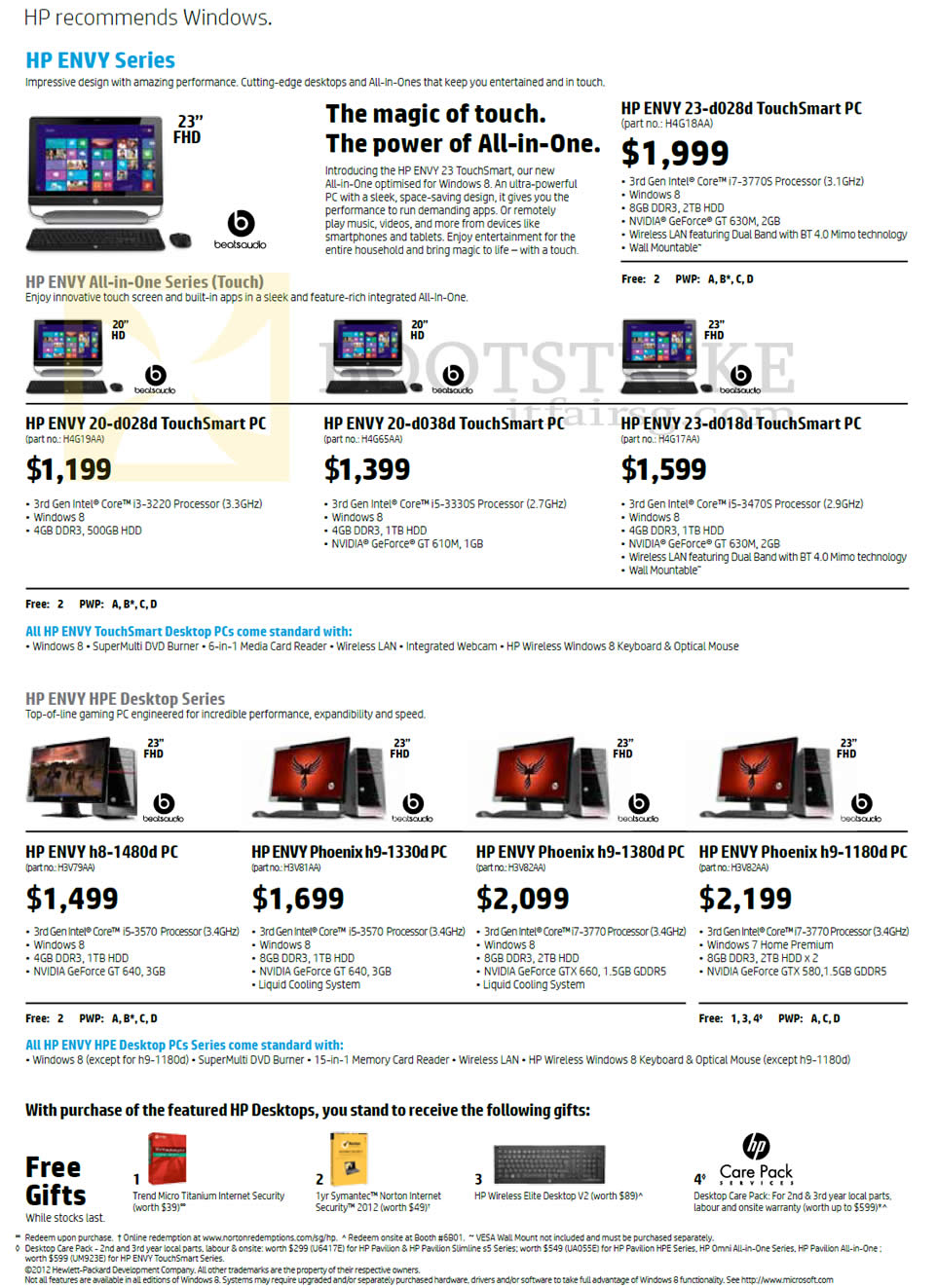 SITEX 2012 price list image brochure of HP AIO Desktop PCs Envy 20-d028d, 20-d038d, 23-d018d, Desktop PCs, H8-1480d, H9-1330d, H9-1380d, H9-1180d