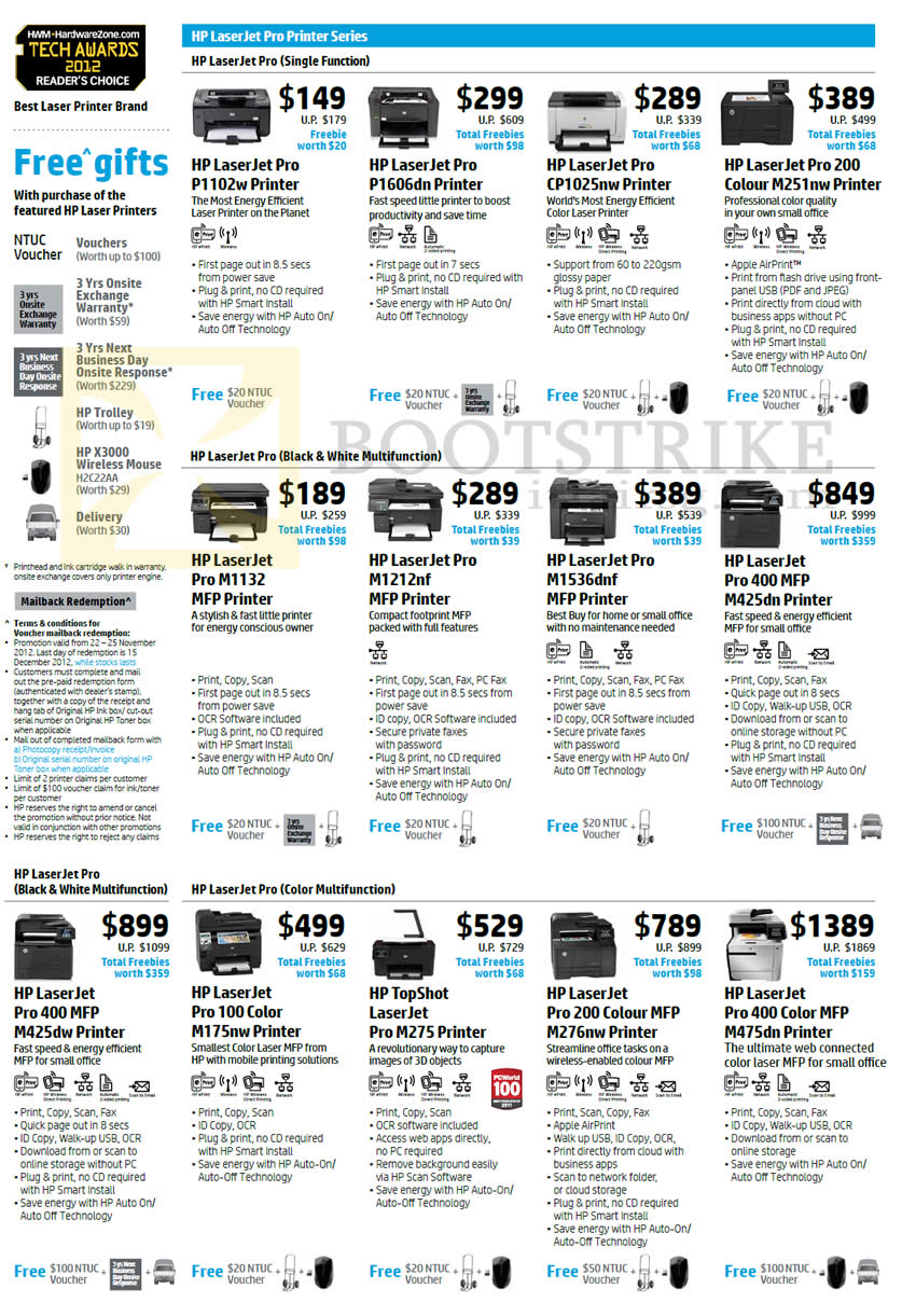 SITEX 2012 price list image brochure of HP Printers Laserjet Pro P1102w P1606dn CP1025nw, Pro 200 M251nw, Pro M1132 M1212nf M1536dnf M276nw