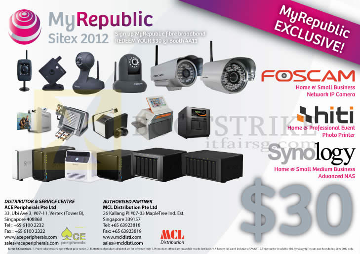 SITEX 2012 price list image brochure of MCL Distribution MyRepublic 30 Dollar Redemption, Hiti, Synology, Foscam 2