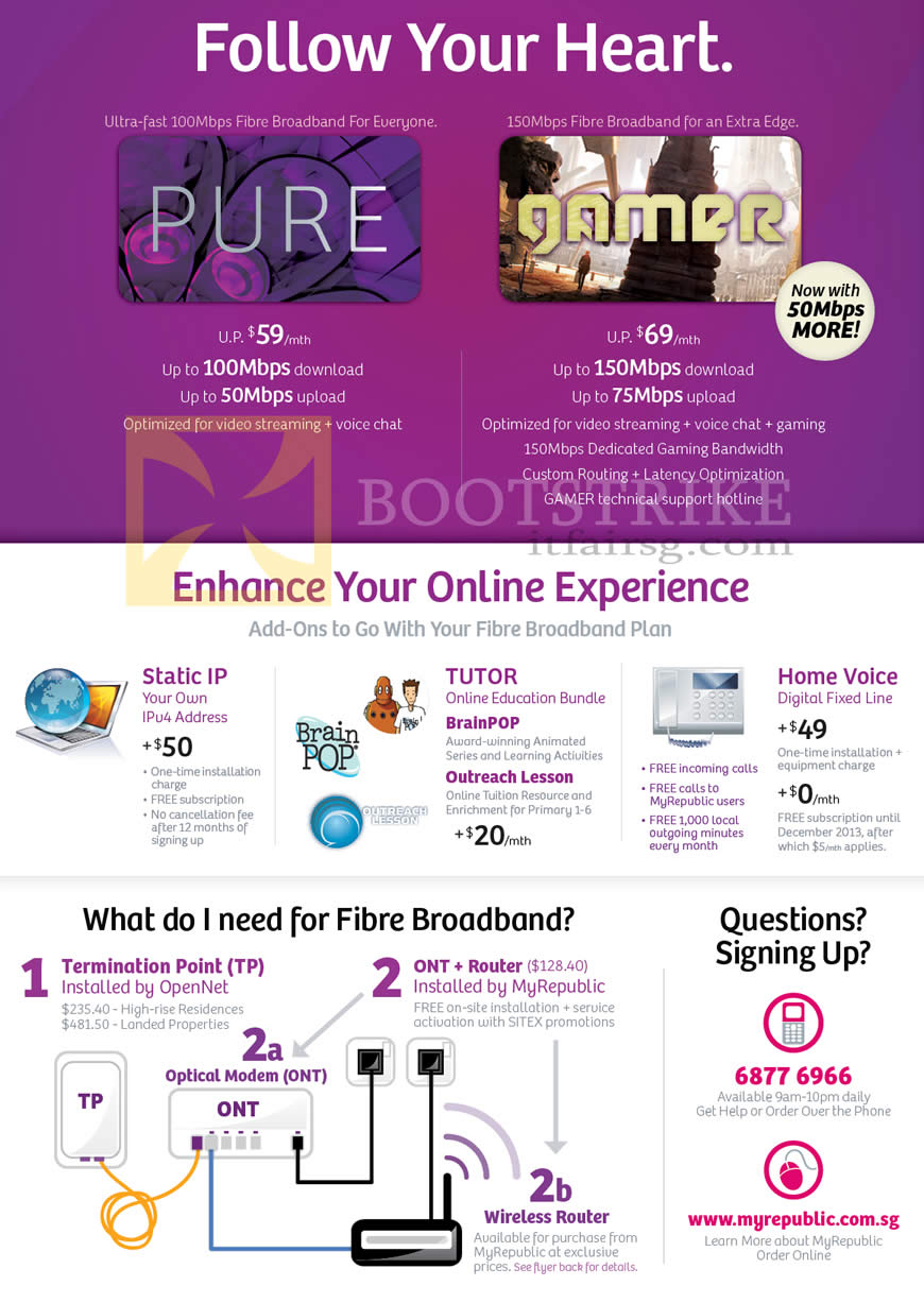 SITEX 2012 price list image brochure of MyRepublic Fibre Broadband Addons Static IP, Tutor Online Education, Home Voice Fixed Line, Requirements