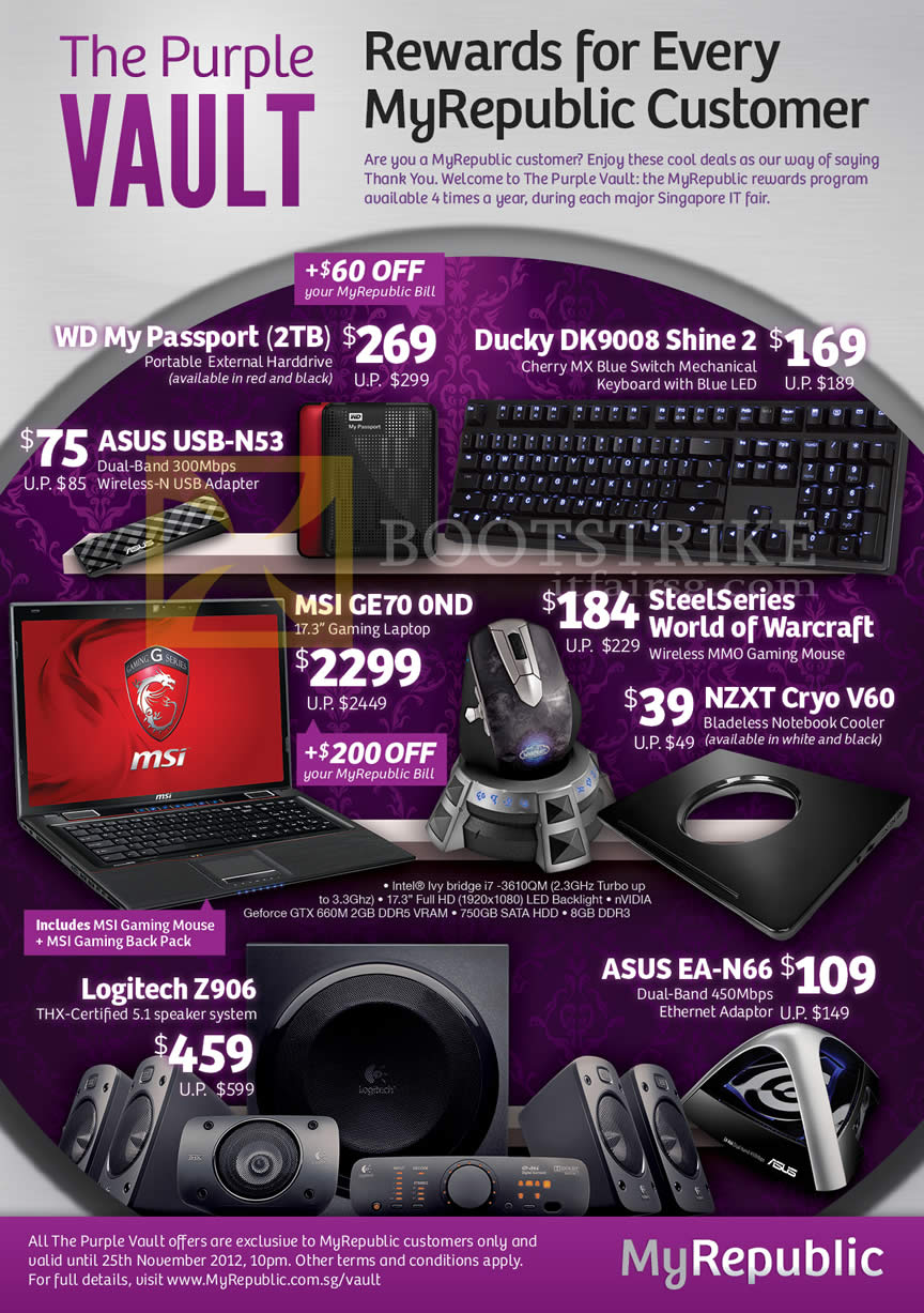 SITEX 2012 price list image brochure of MyRepublic Purple Vault Rewards