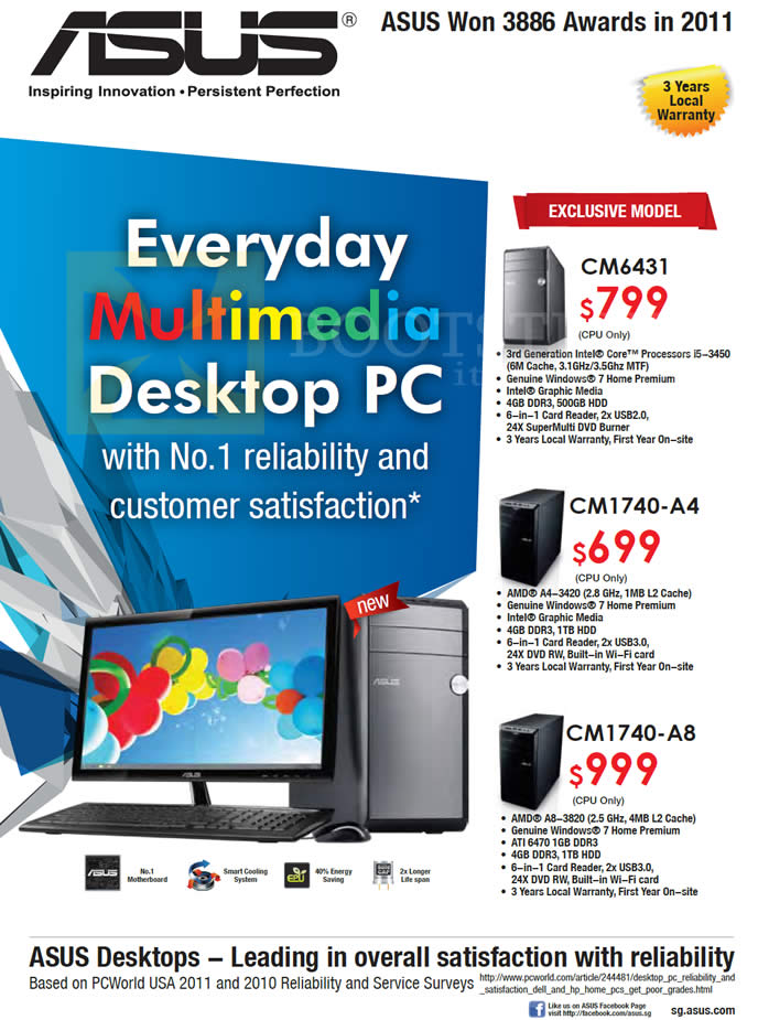 SITEX 2012 price list image brochure of Newstead ASUS Desktop PC CM6431, CM1740-A4, CM1740-A8