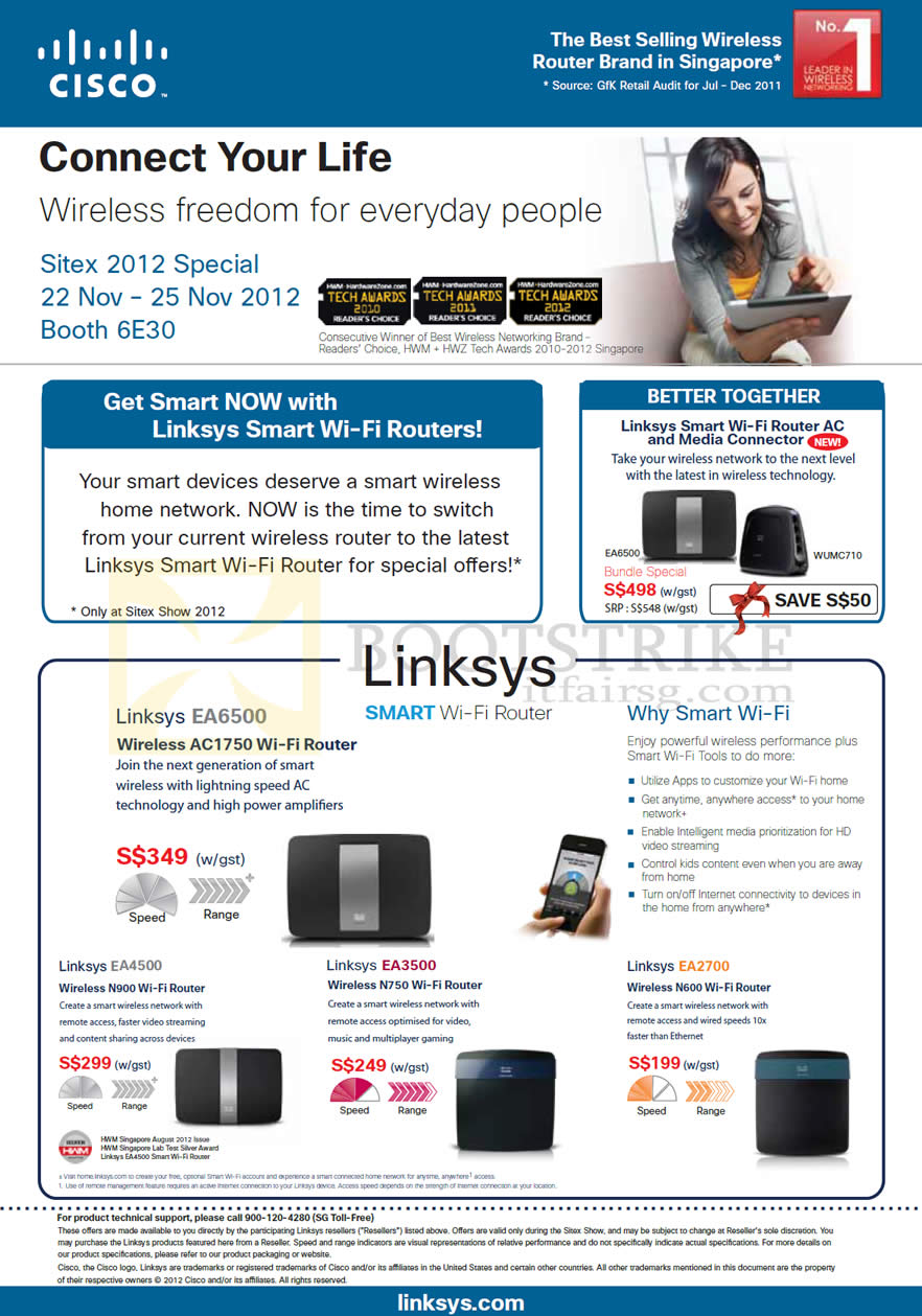 SITEX 2012 price list image brochure of Newstead Linksys EA6500 Wireless Router, EA4500 N900, EA3500 N750, EA2700 N600