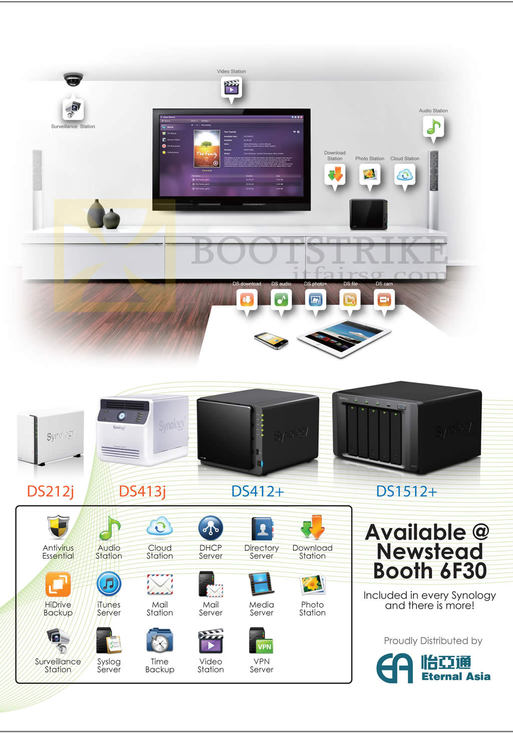 SITEX 2012 price list image brochure of Newstead Synology NAS DS212j, DS413j, DS412 Plus, DS1512 Plus Features