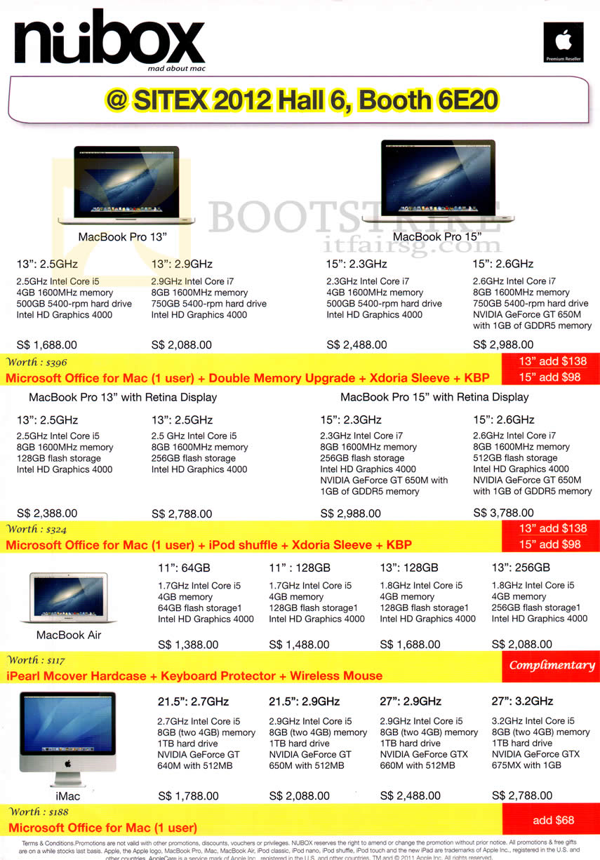 SITEX 2012 price list image brochure of Nubox Apple Macbook Pro Notebooks