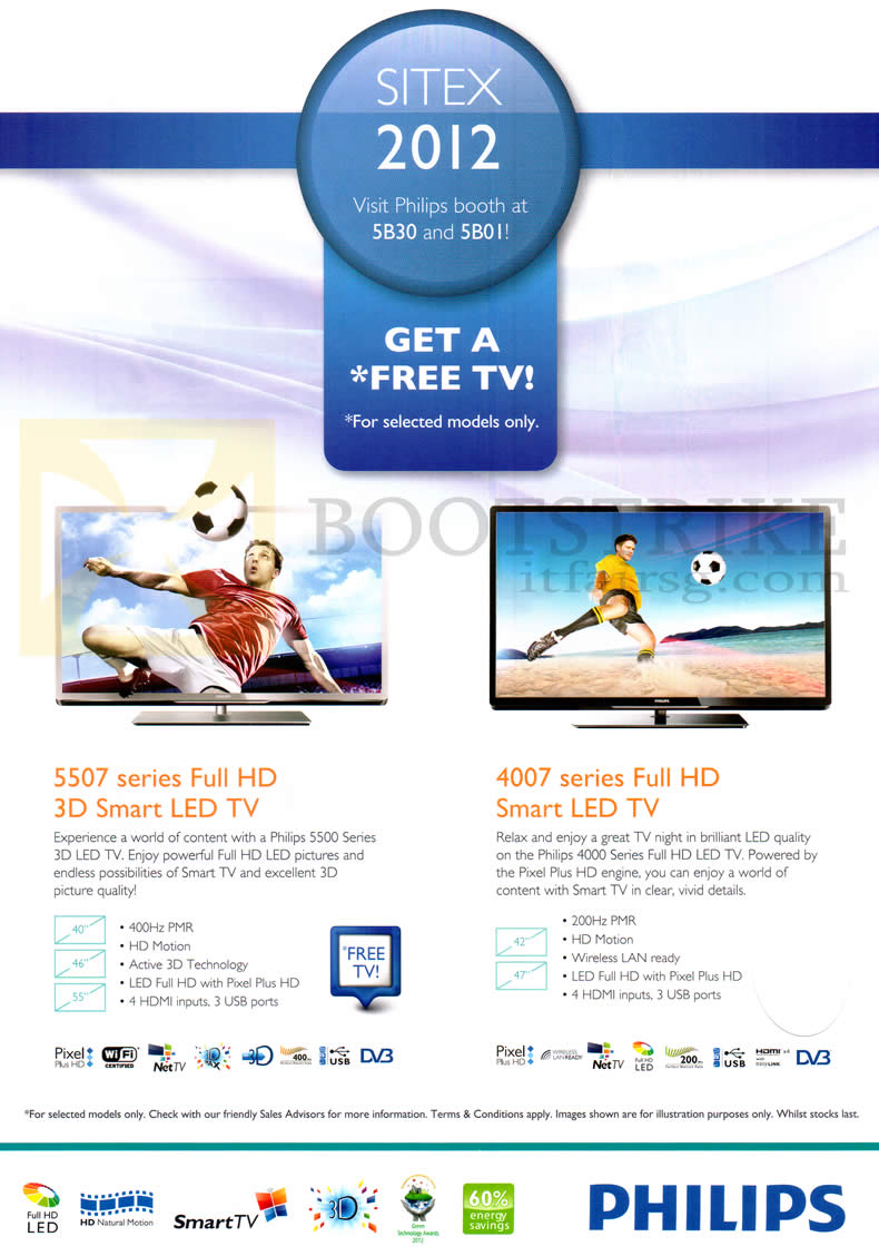 SITEX 2012 price list image brochure of Philips TV 5507 Series LED TV, 4007 Series