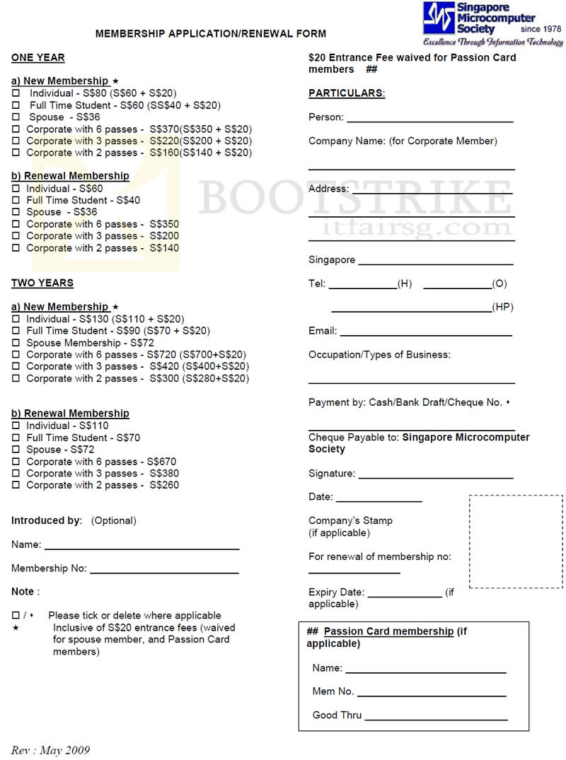 SITEX 2012 price list image brochure of SG Microcomputer Society Membership Programmes, Application, Renewal
