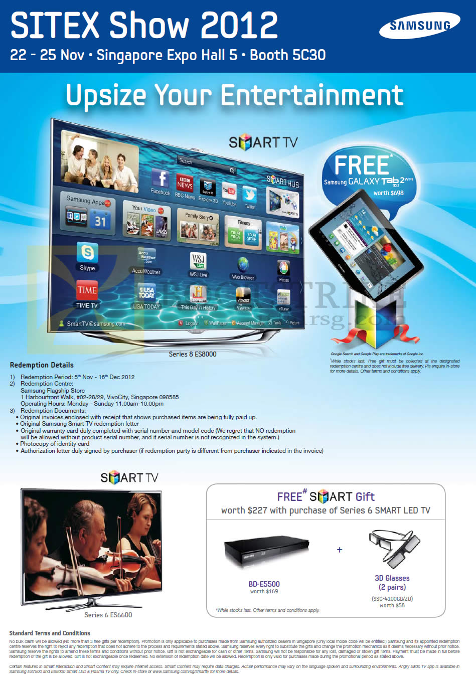 SITEX 2012 price list image brochure of Samsung Courts TV Smart TV Series 8 ES8000 Features, ES6600