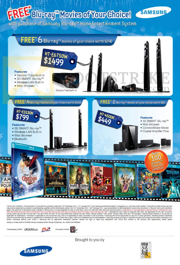 SITEX 2012 price list image brochure of Samsung Gain City Home Theatre System HT-E6750W, HT-E5530K, HT-4500K