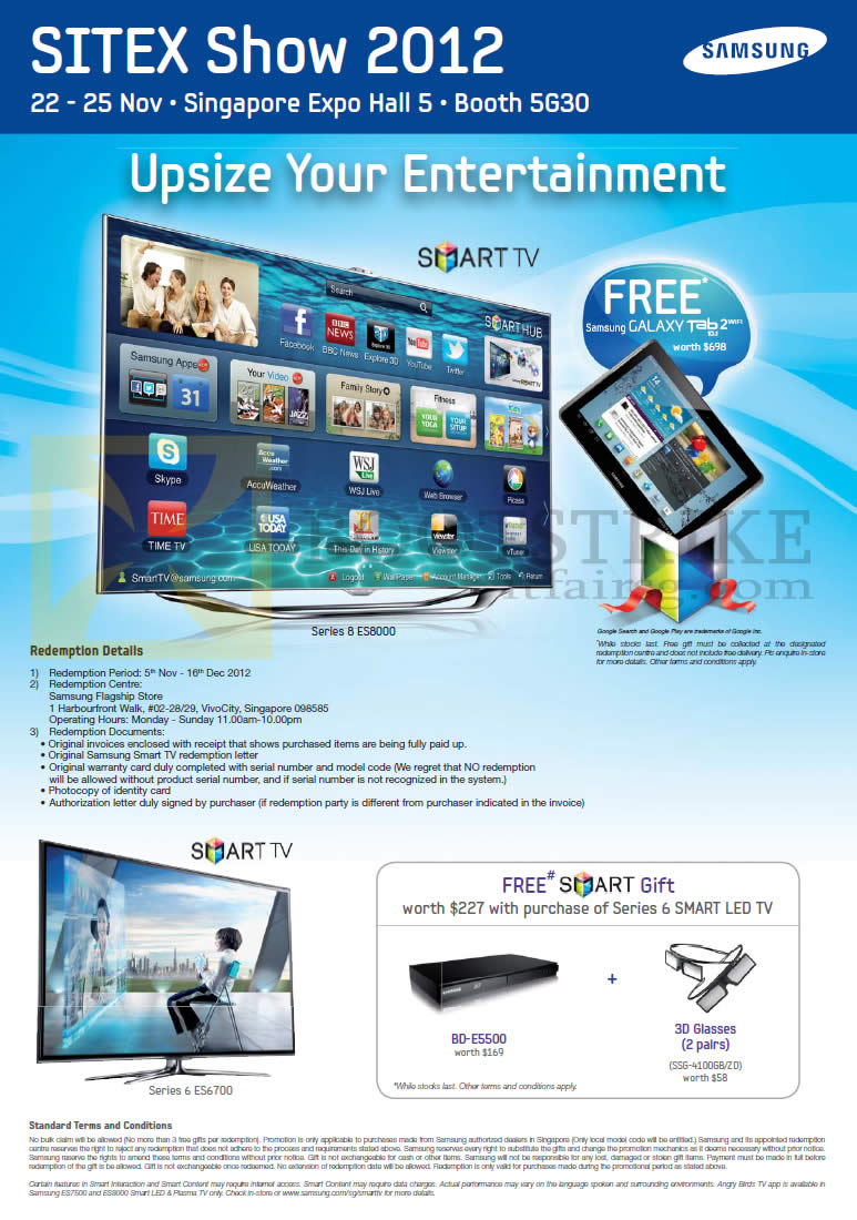 SITEX 2012 price list image brochure of Samsung Gain City TV Smart TV Series 8 ES8000 Features, ES6700