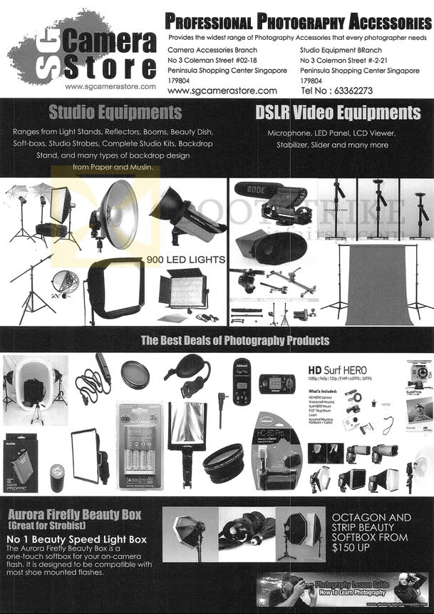 SITEX 2012 price list image brochure of SgCameraStore Photography Accessories, Studio Equipment, DSLR Video Equipment