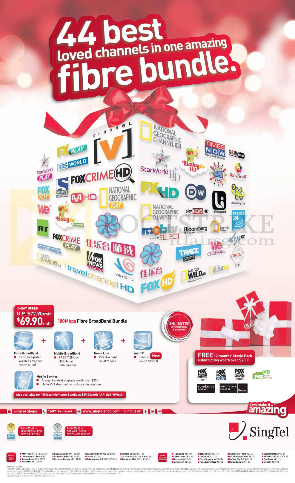 SITEX 2012 price list image brochure of Singtel Broadband Bundle Fibre Bundle, Mobile Broadband, Home Line, Mio TV, 44 Channels, Movie Pack