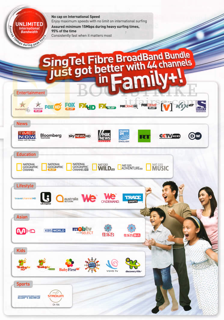 SITEX 2012 price list image brochure of Singtel Broadband Fibre Channel Bundles Family Plus