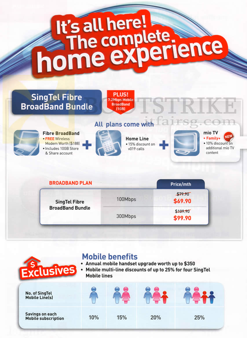 SITEX 2012 price list image brochure of Singtel Broadband Fibre, Fixed Line, Mio TV, Mobile Benefits