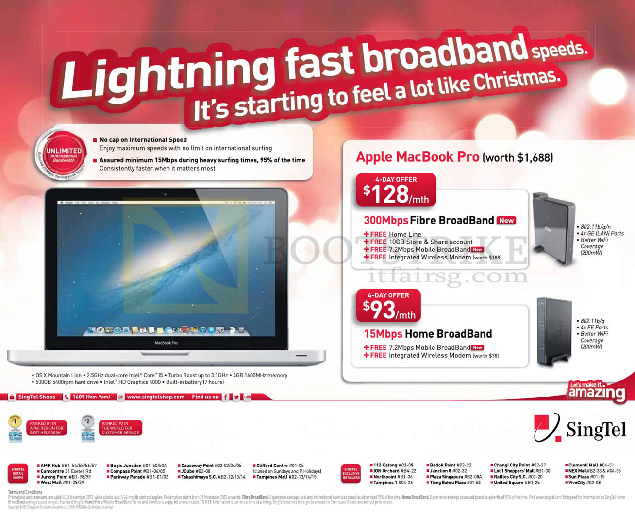 SITEX 2012 price list image brochure of Singtel Broadband Free Apple Macbook Pro Notebook, 300Mbps, 15Mbps, Fixed Line