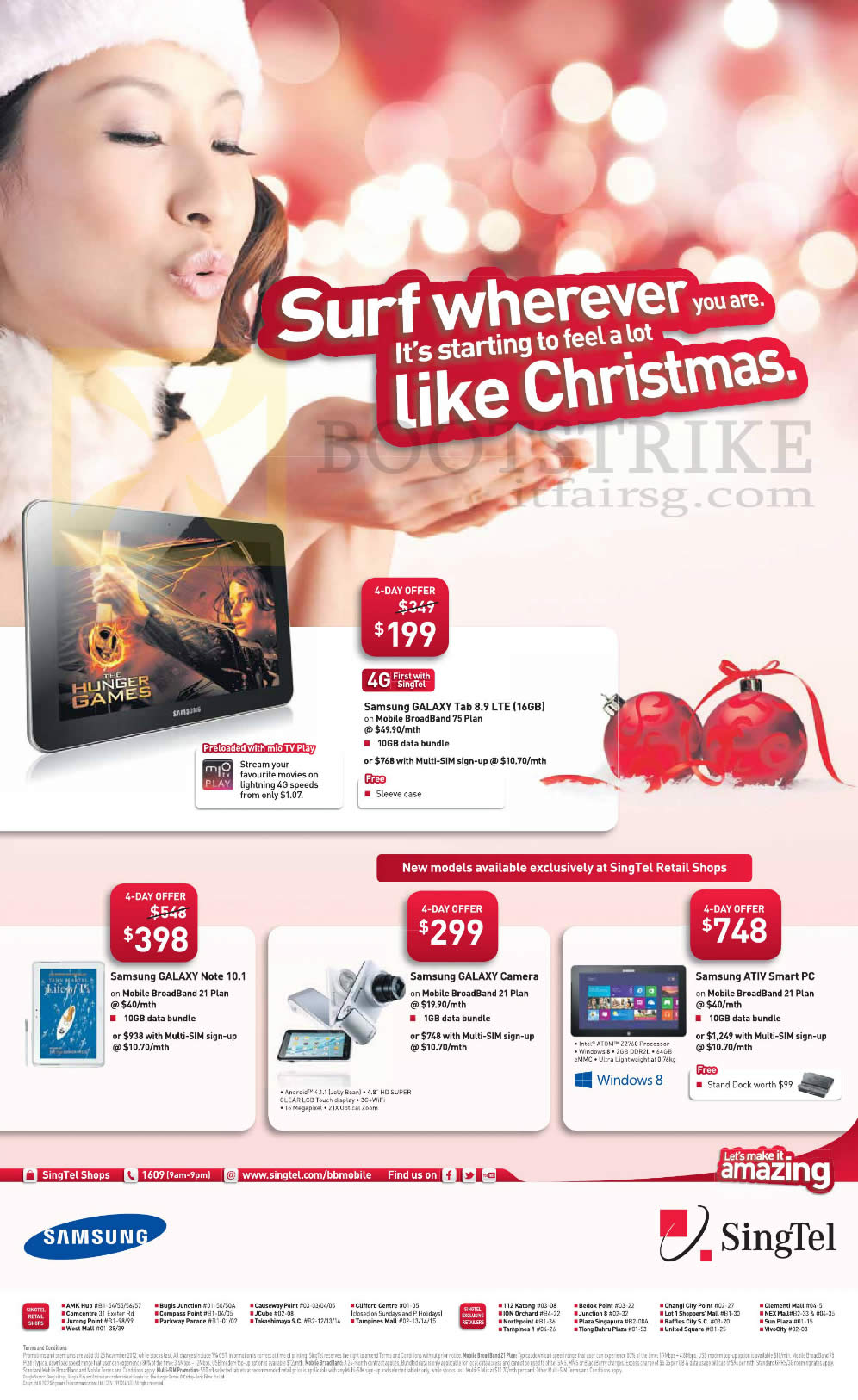 SITEX 2012 price list image brochure of Singtel Tablets Samsung Galaxy Tab 8.9 LTE, Note 10.1, Galaxy Camera, ATIV Smart PC