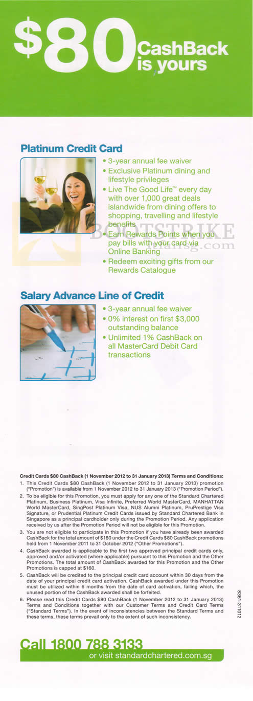 SITEX 2012 price list image brochure of Standard Chartered Credit Card Platinum Features, Salary Advance Line Of Credit, Terms Conditions