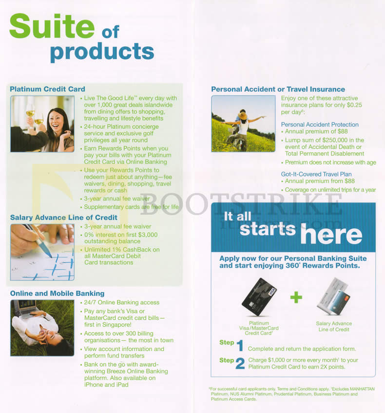 SITEX 2012 price list image brochure of Standard Chartered Credit Card Platinum Features, Salary Advance, Mobile Banking, Insurance