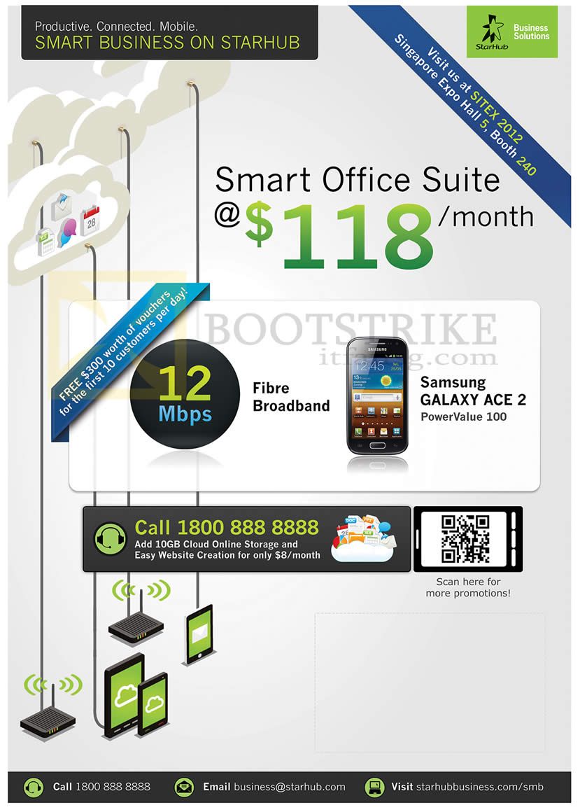 SITEX 2012 price list image brochure of Starhub Business Smart Office Suite, 12Mbps Fibre Broadband, Samsung Galaxy Ace 2