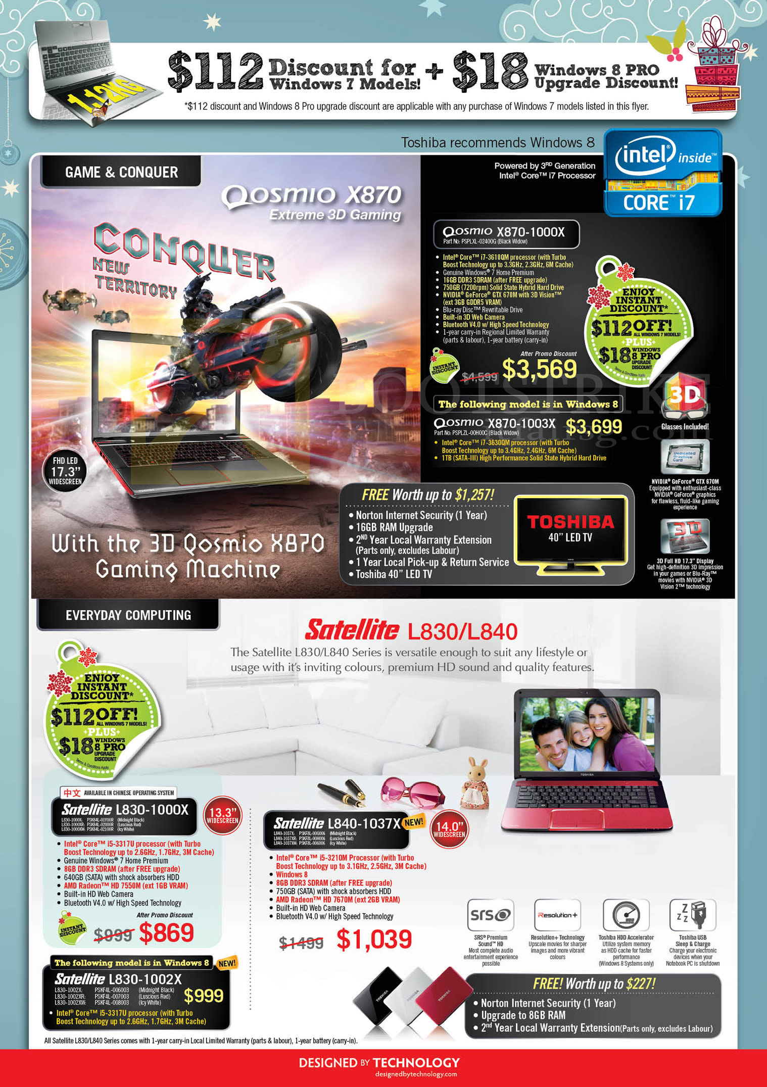 SITEX 2012 price list image brochure of Toshiba Notebooks Satellite L830-1000X, L840-1037X, Qosmio X870-1000X, X870-1003X