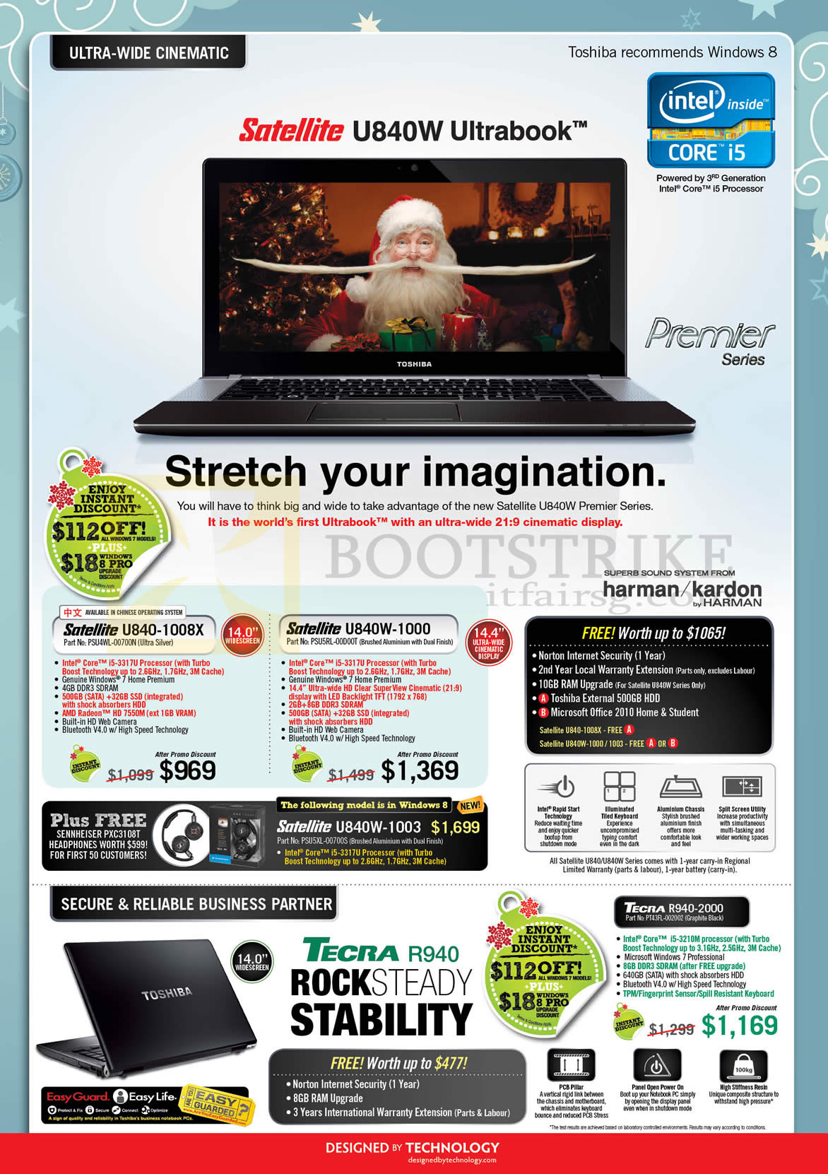 SITEX 2012 price list image brochure of Toshiba Notebooks Satellite U840-1009X, U840w-1000, Tecra R940-2000