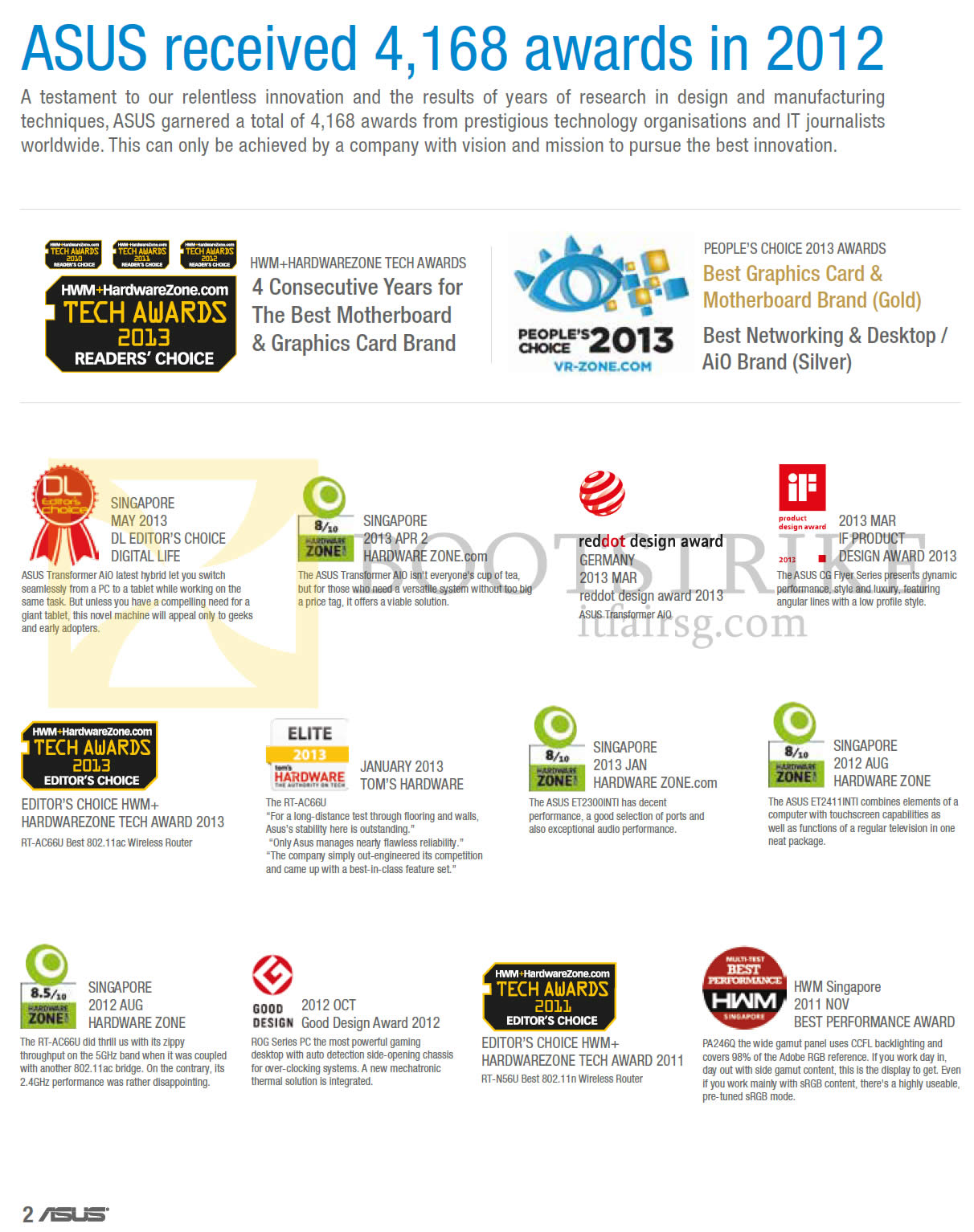 SITEX 2013 price list image brochure of ASUS Awards