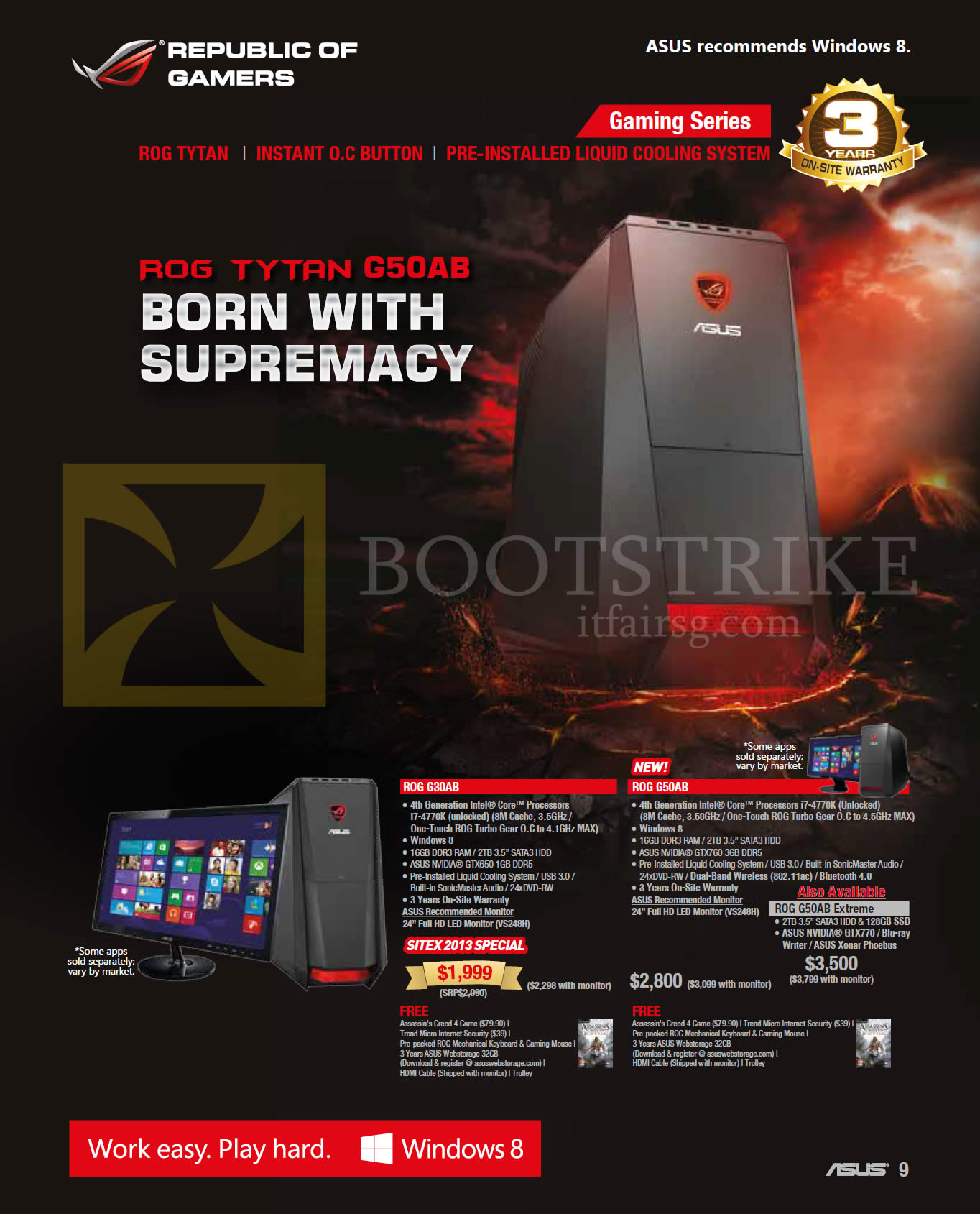 SITEX 2013 price list image brochure of ASUS Desktop PCs Gaming ROG G30AB, ROG G50AB