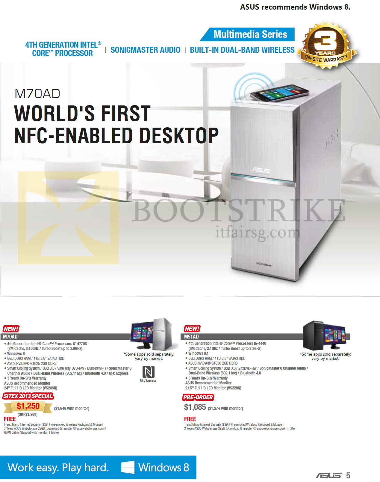 SITEX 2013 price list image brochure of ASUS Desktop PCs M70Ad, M51AD, NFC Enabled