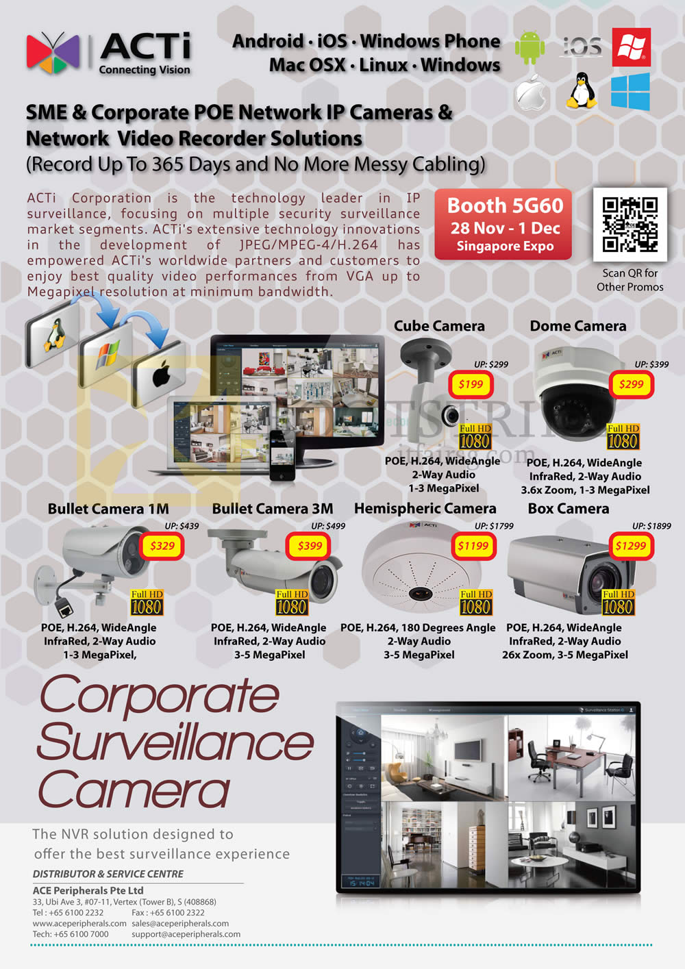 SITEX 2013 price list image brochure of Ace Peripherals ACTi IPCam Stand Alone Network IP POE WiFi Camera