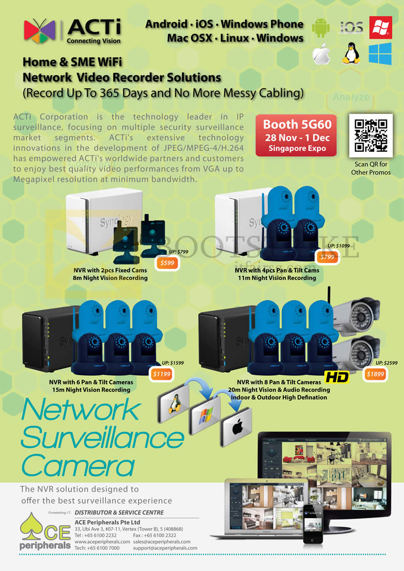 SITEX 2013 price list image brochure of Ace Peripherals ACTi NVR Network Video Recorder, Surveillance IPCam