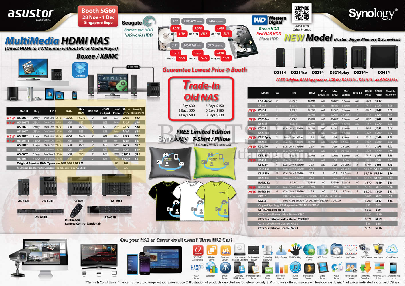 SITEX 2013 price list image brochure of Ace Peripherals Asustor NAS, Seagate HDD NasWorks, Western Digital WD Green Red Black, Synology DiskStation