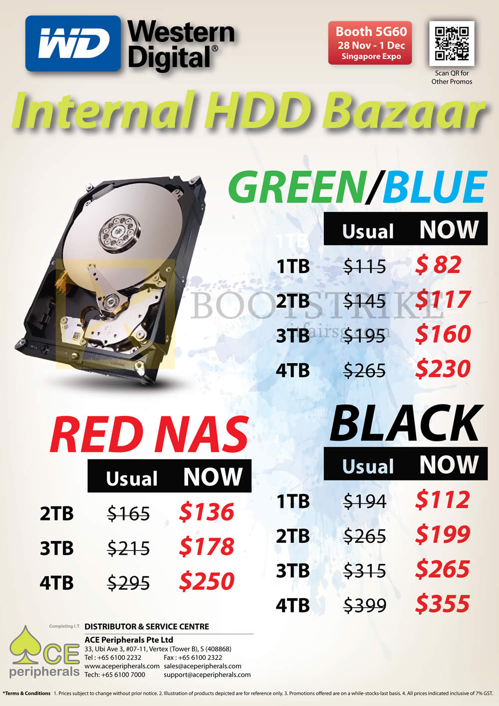 SITEX 2013 price list image brochure of Ace Peripherals Internal HDD Hard Disk, Western Digital WD Green Blue Red Black 1TB 2TB 3TB 4TB