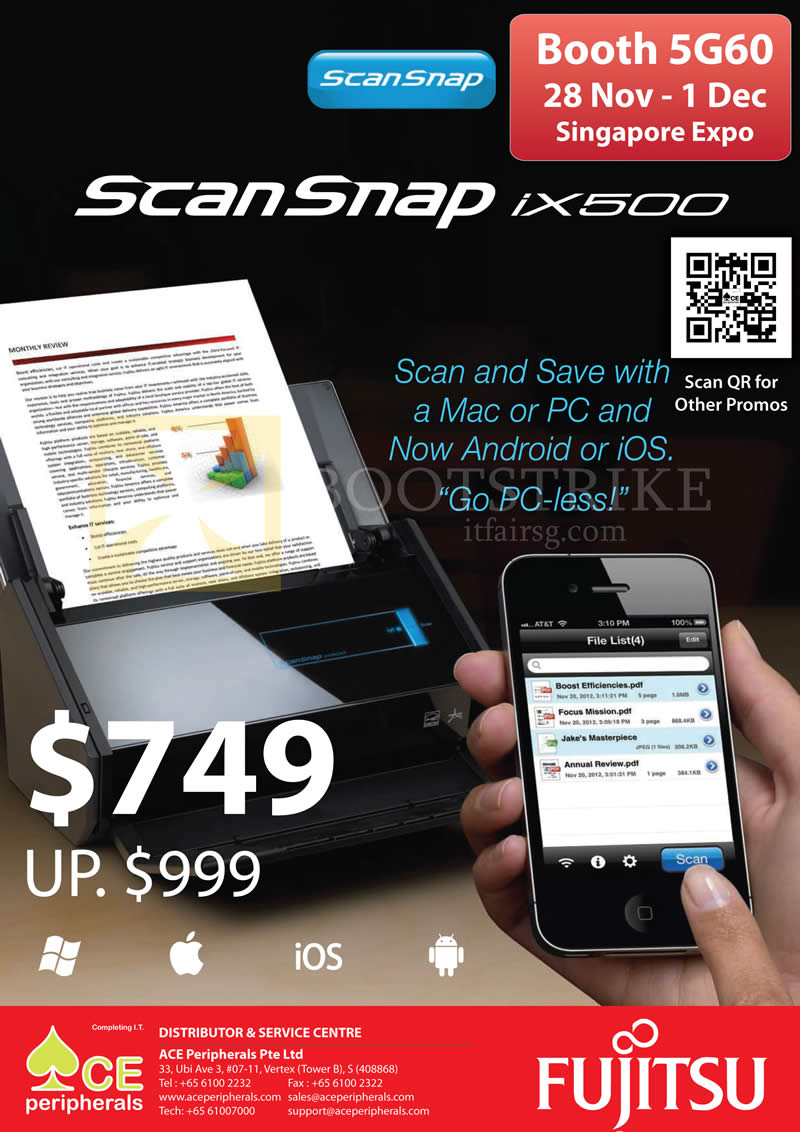 SITEX 2013 price list image brochure of Ace Peripherals Scanner Fujitsu ScanSnap IX500