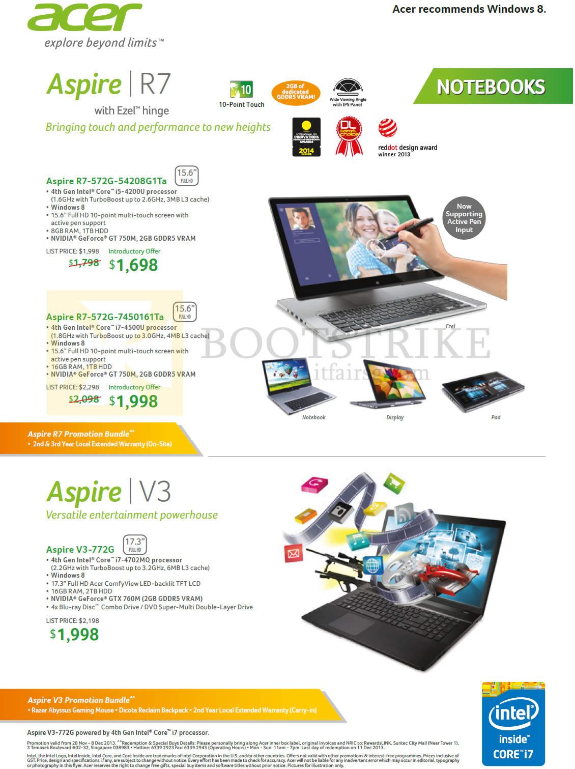 SITEX 2013 price list image brochure of Acer Notebooks Aspire R7-572G-54208G1Ta, 7450161Ta, Aspire V3-772G