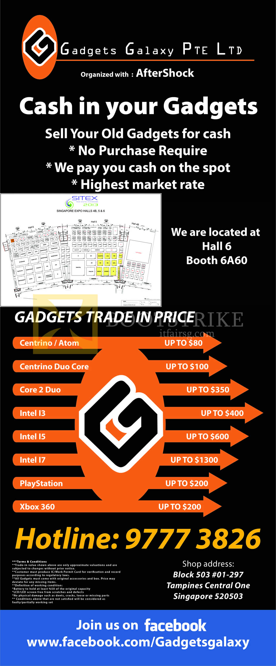 SITEX 2013 price list image brochure of Aftershock Gadgets Galaxy Trade In Notebooks, PlayStation, Xbox 360