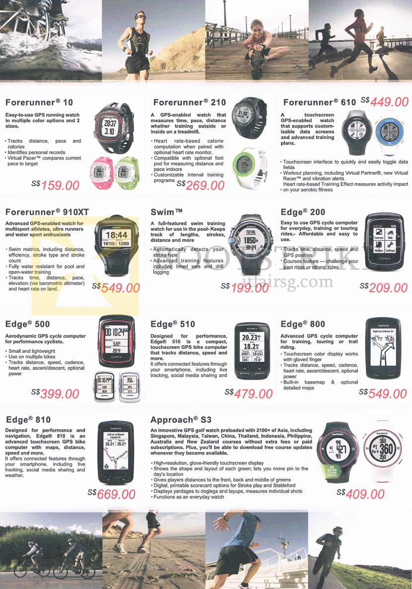 SITEX 2013 price list image brochure of Allbright Garmin Features GPS Watches Forerunner, Edge, Approach, Swim