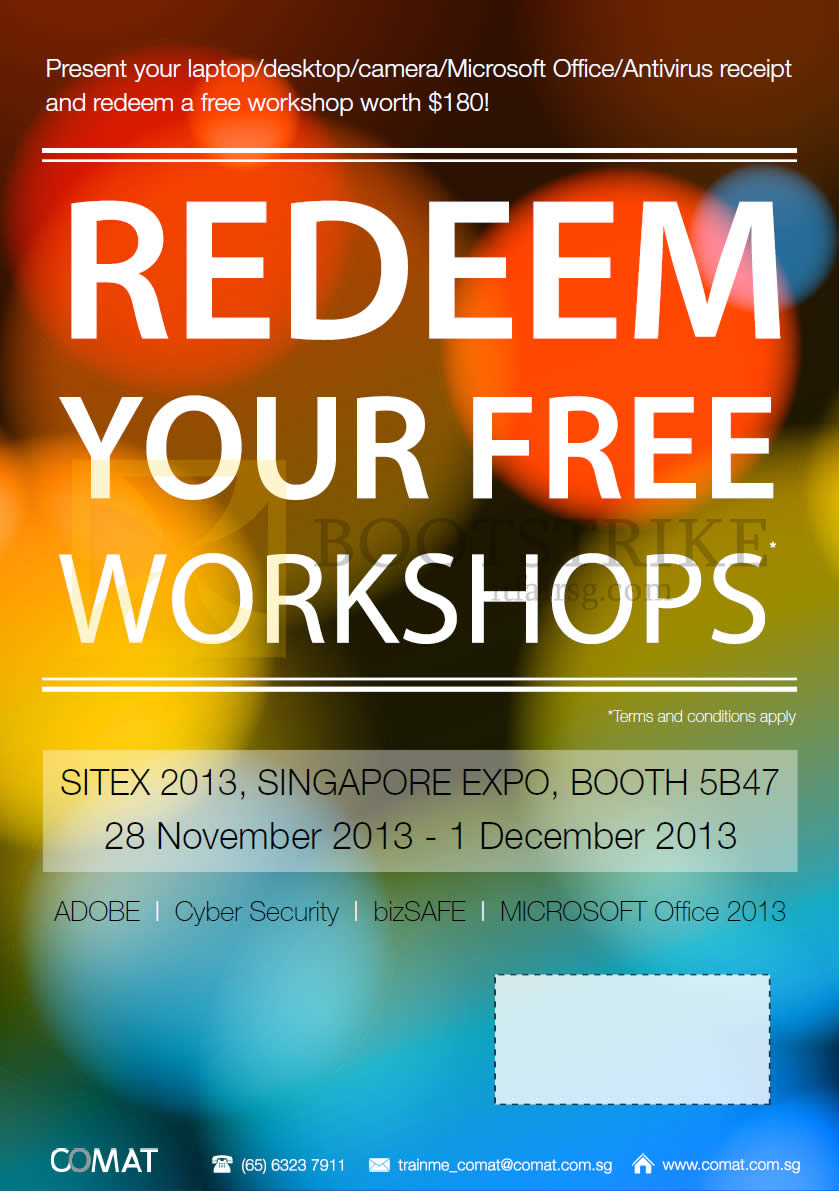 SITEX 2013 price list image brochure of Comat Free Workshops Redemption