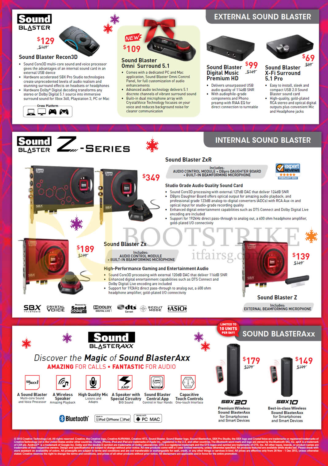 SITEX 2013 price list image brochure of Creative External Sound Blaster Recon 3D, Omni Surround, Digital Music, X-Fi Surround, ZXR, Zx, BlasterAxx